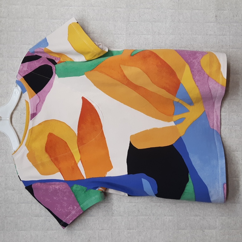 Chico's Multi Colored Geometric Pattern Short Sle… - image 5